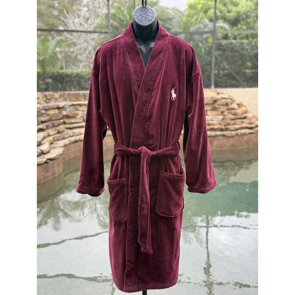 Polo Ralph Lauren Burgundy Robe S/M | Luxury Men's Sleepwear and Loungewear